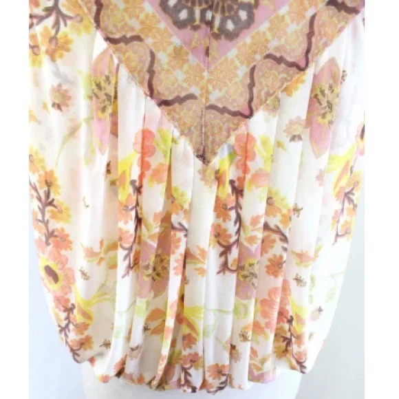 FREE PEOPLE | Floral print havana muscle tank Hi LO draped white yellow - Picture 9 of 16